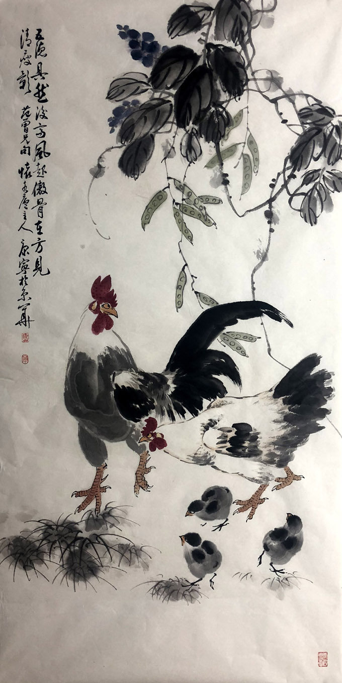 康宁kn 花鸟字画作品